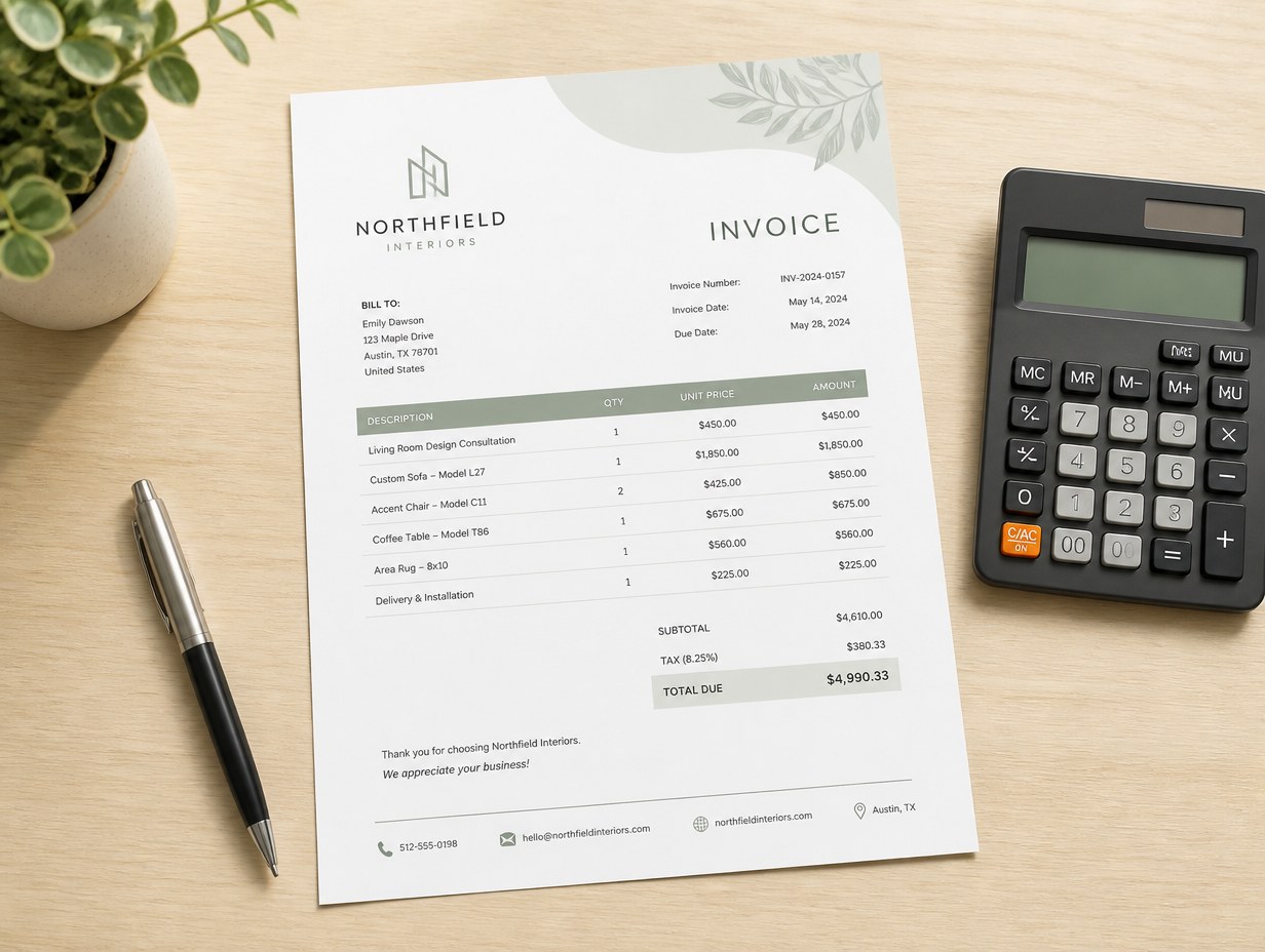 AI-generated invoice mockup sample