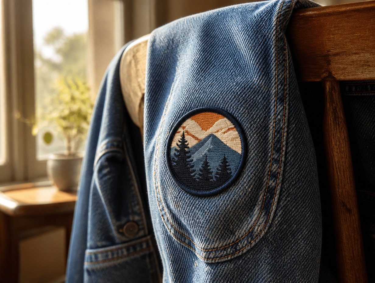AI-generated iron-on patch mockup sample