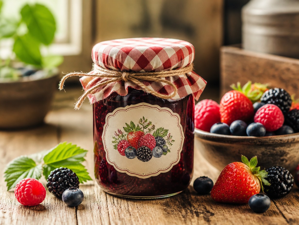 AI-generated jam jar mockup sample