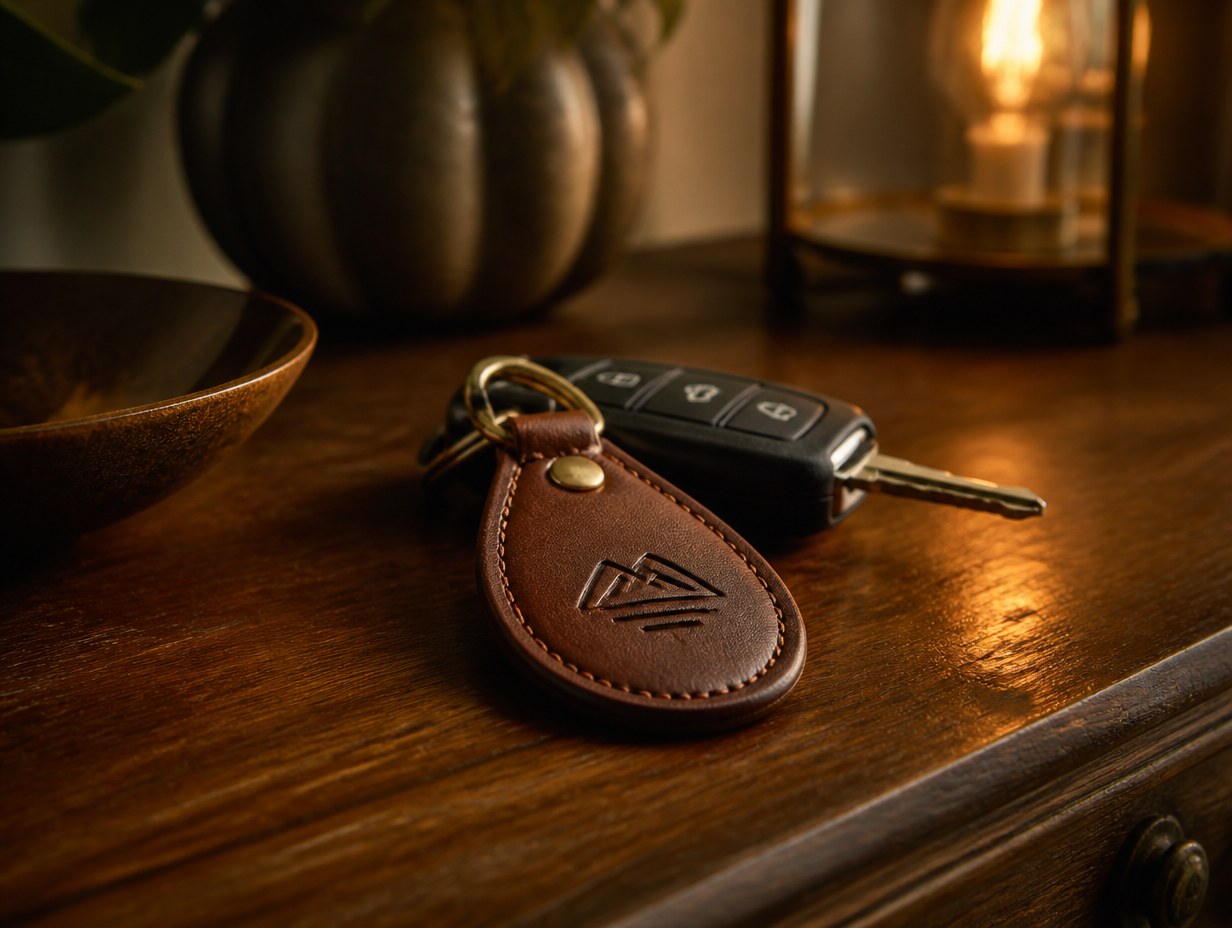 AI-generated keychain fob mockup sample