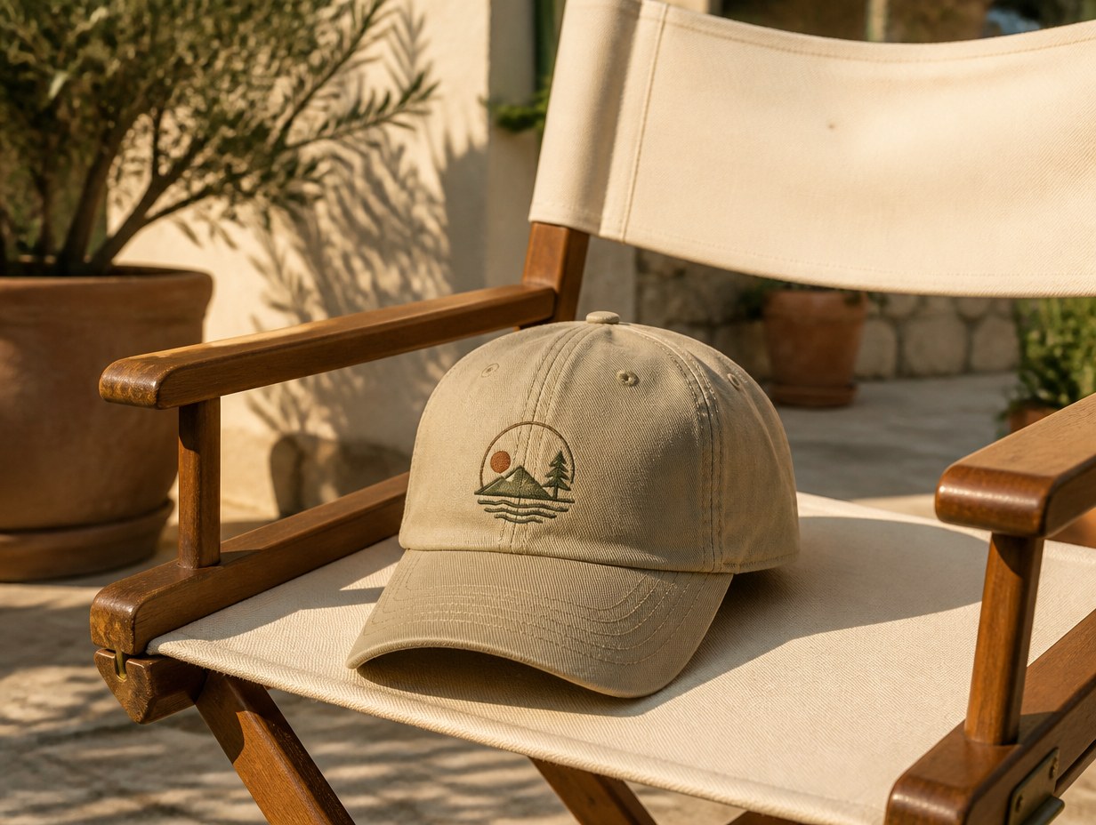 AI-generated khaki dad hat mockup sample