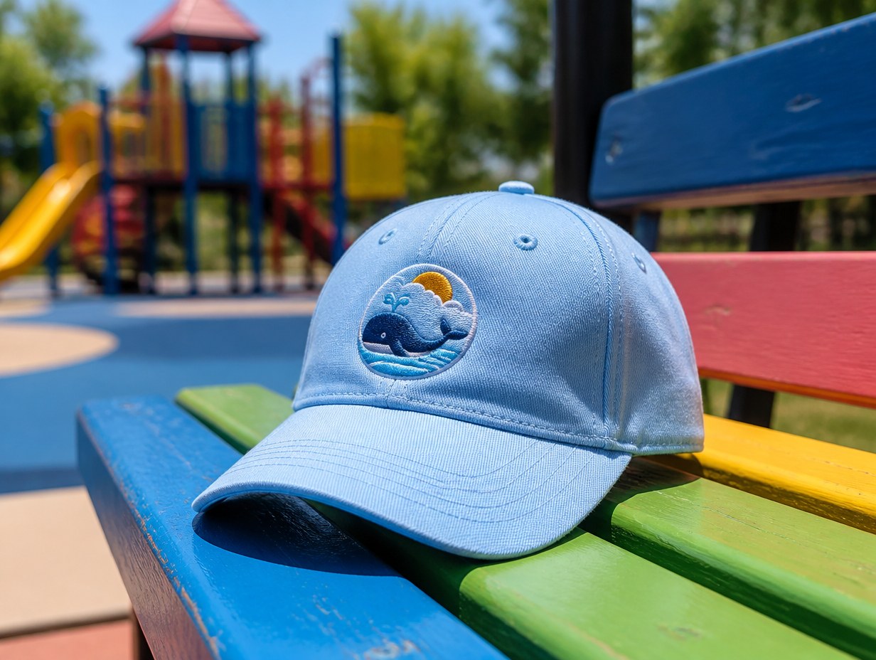 AI-generated kids baseball cap mockup sample