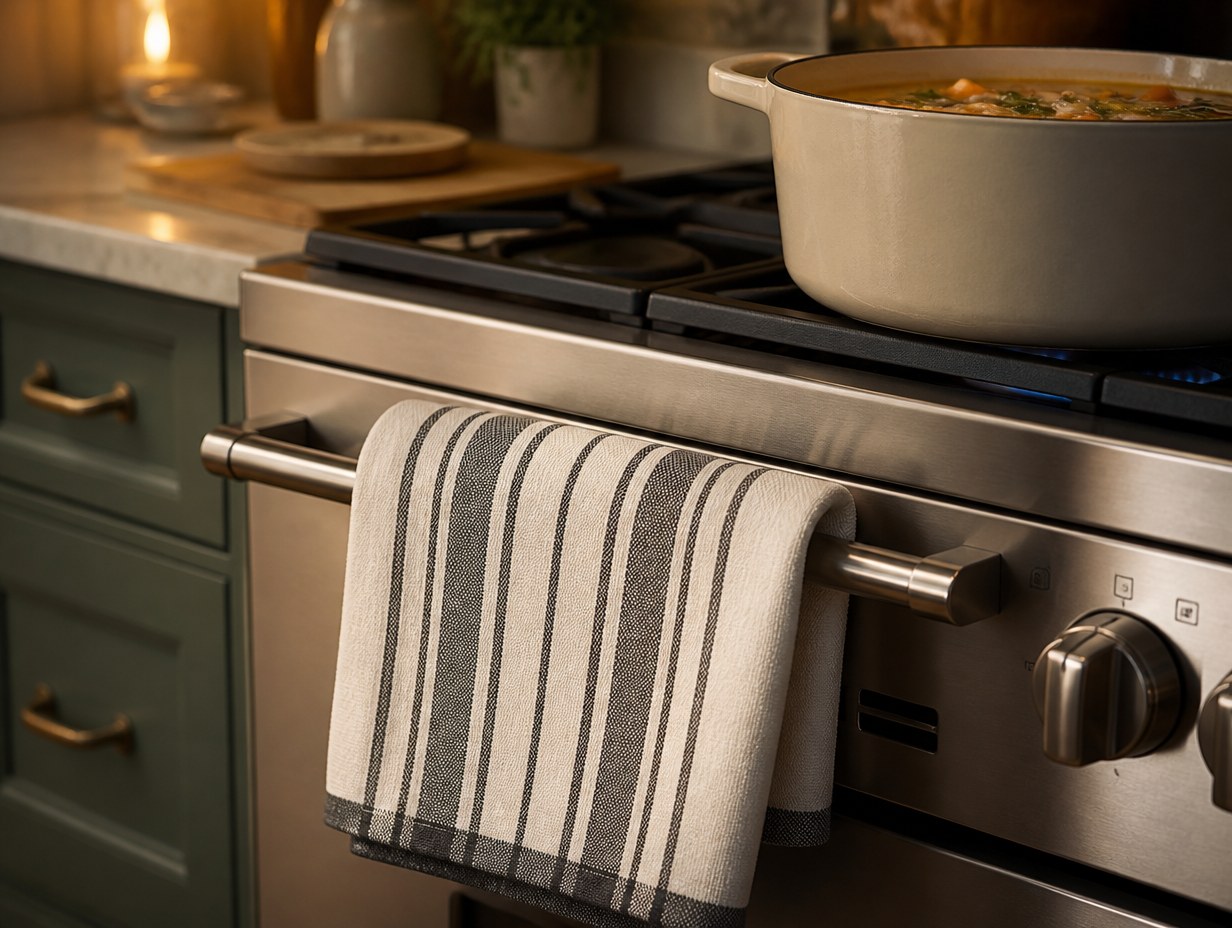 AI-generated kitchen towel mockup sample
