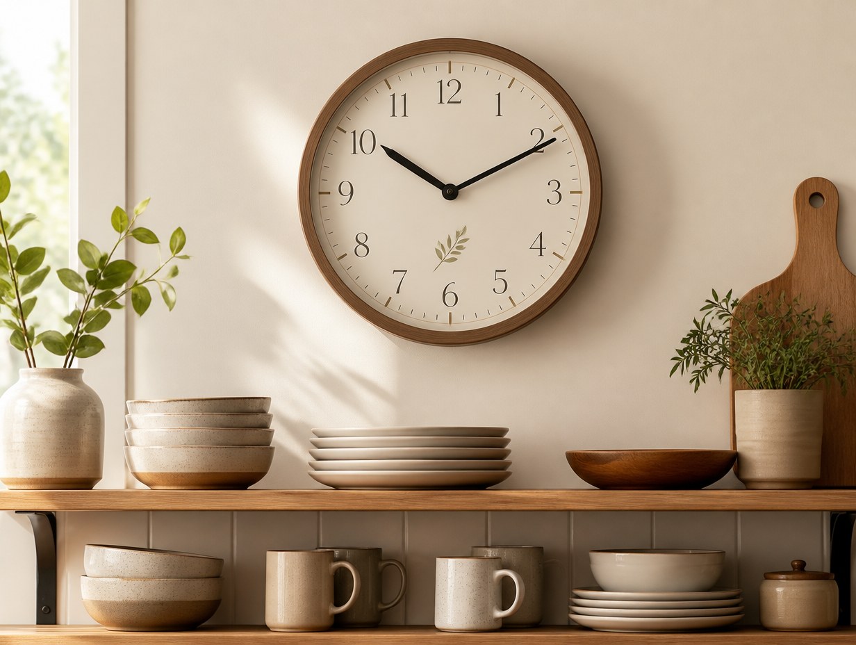 AI-generated kitchen wall clock mockup sample