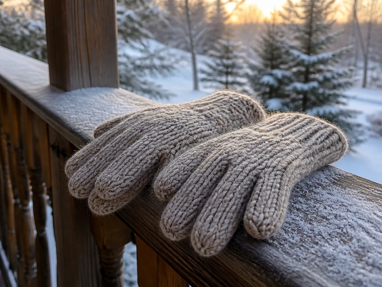 AI-generated knit gloves mockup sample