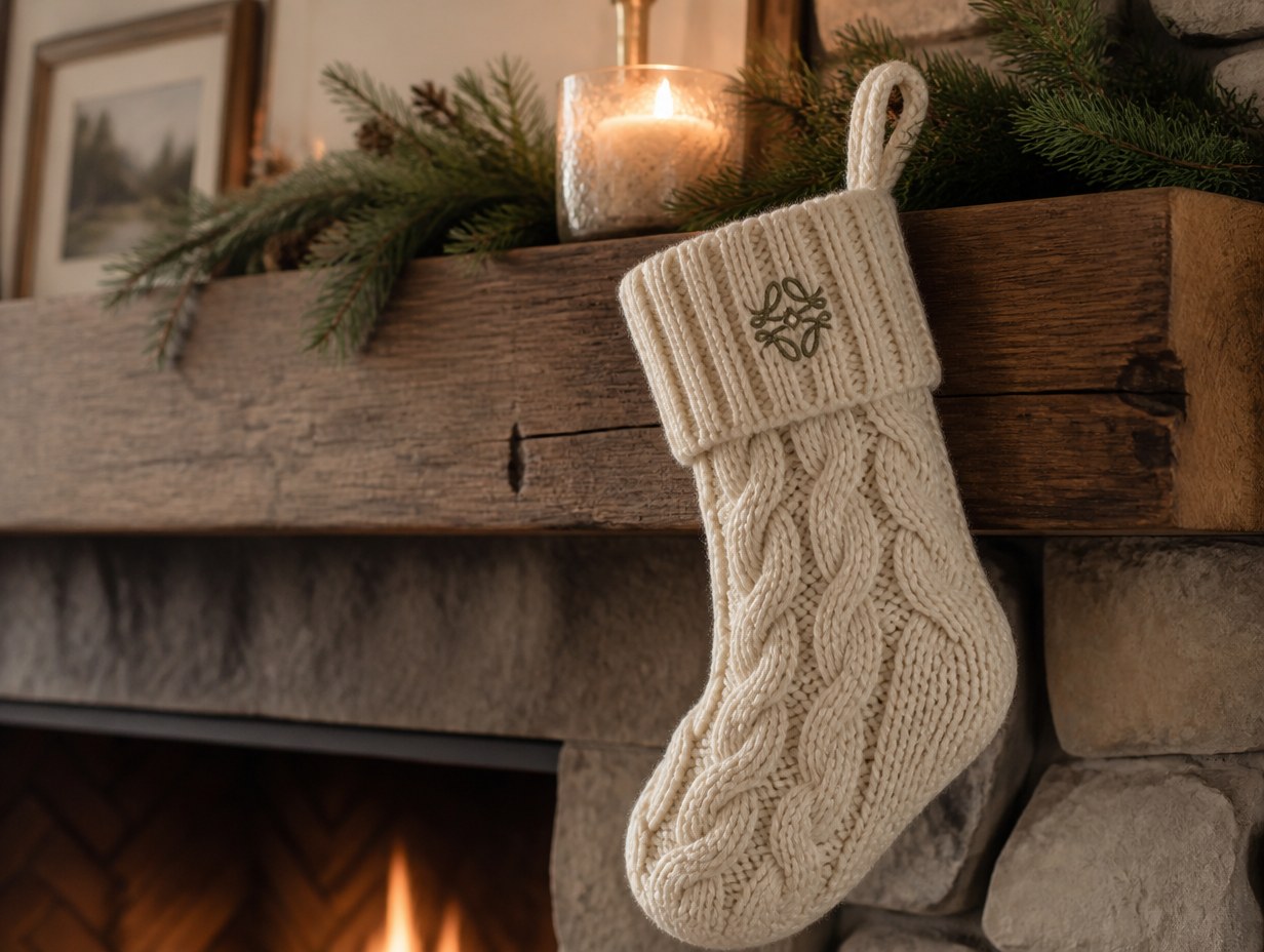 AI-generated knit stocking mockup sample