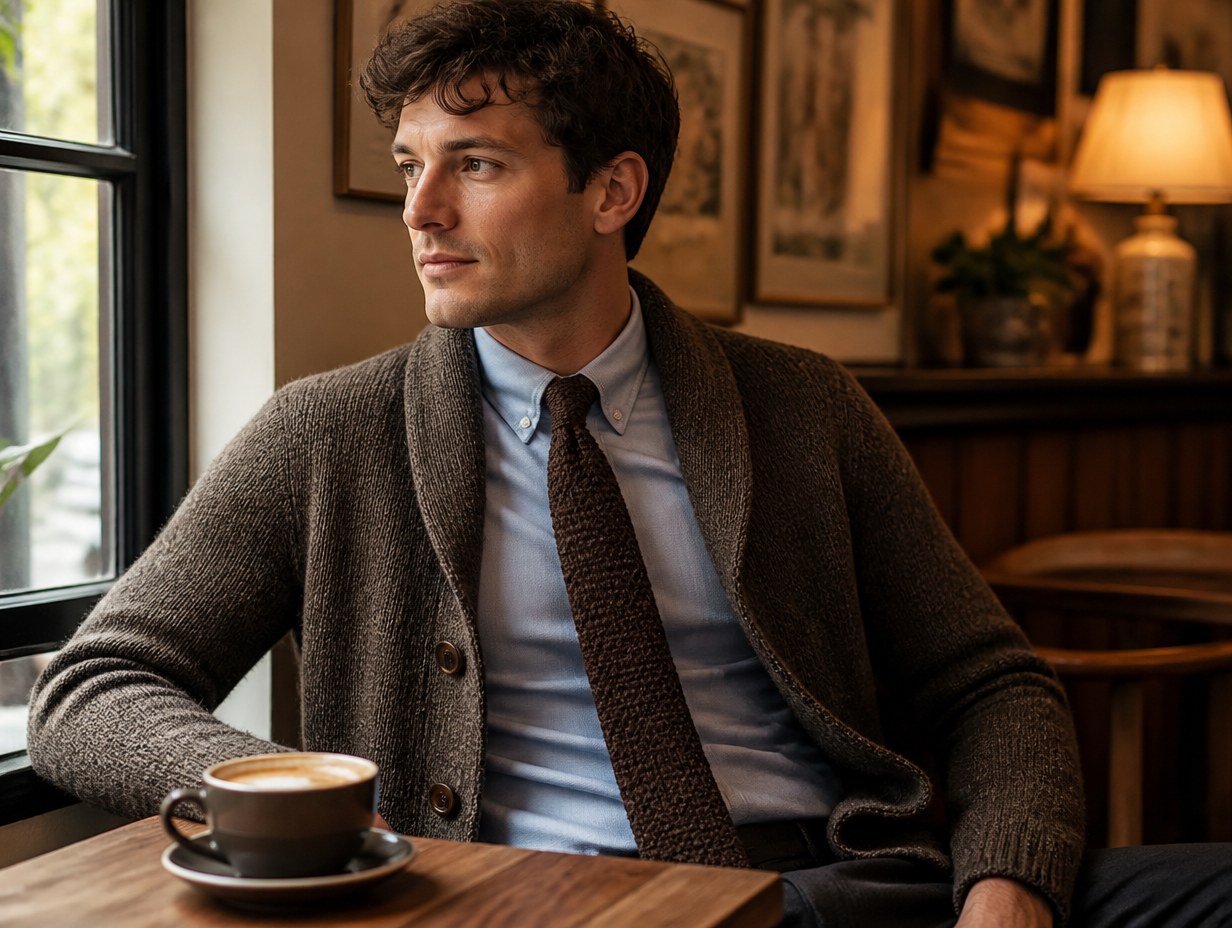AI-generated knit tie mockup sample