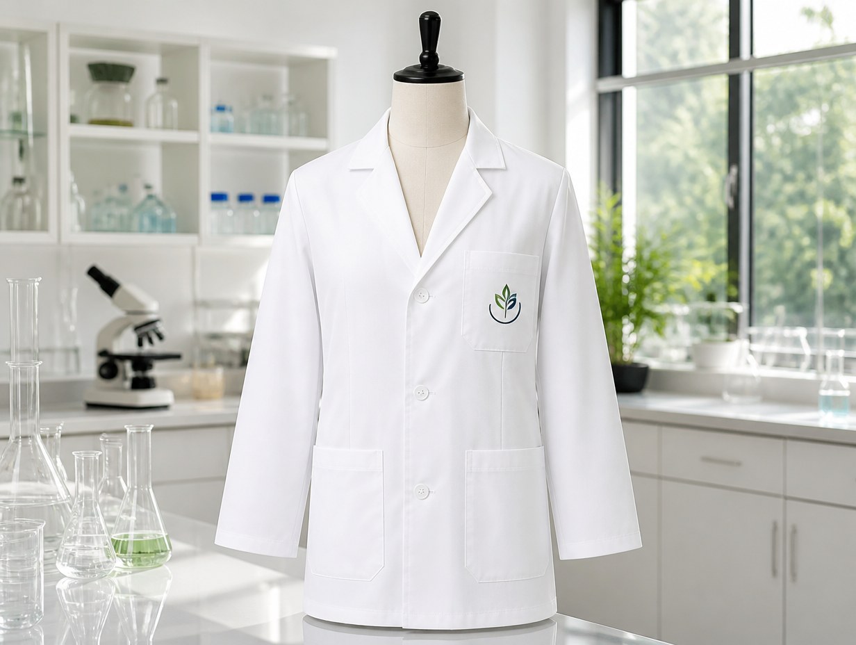AI-generated lab coat mockup sample