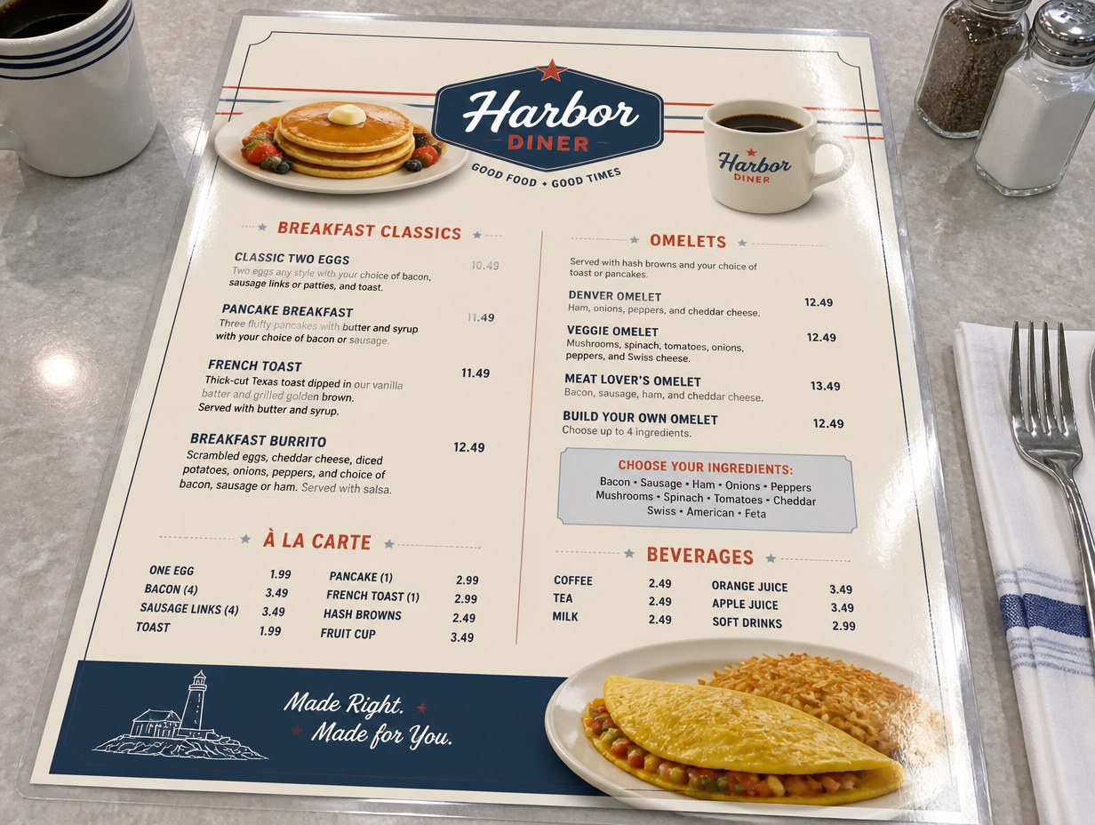 Laminated Menu mockup example