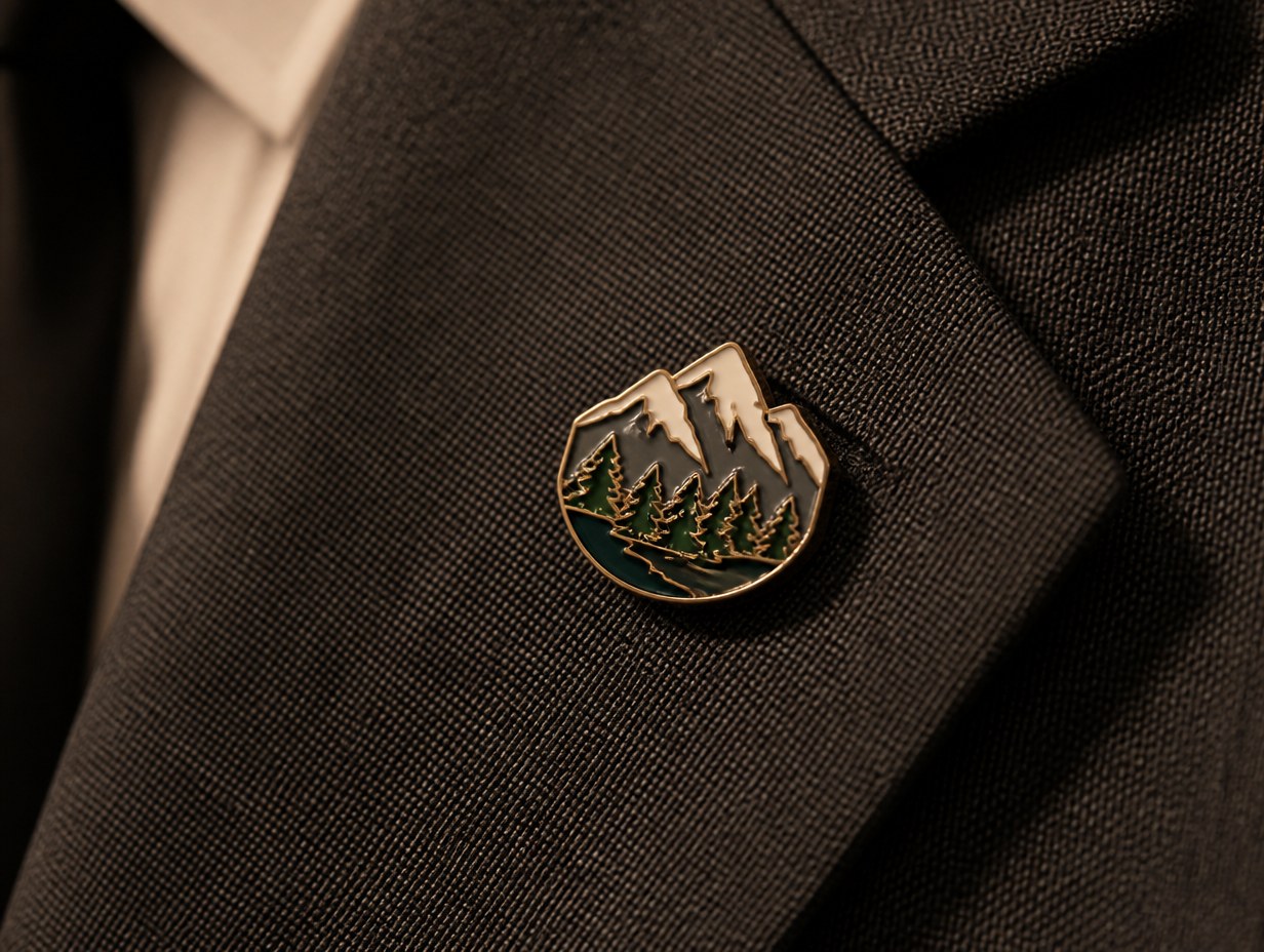 AI-generated lapel pin mockup sample