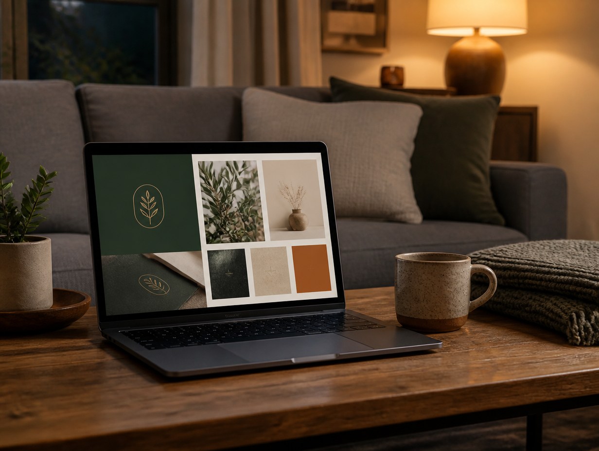 Laptop on Coffee Table mockup example