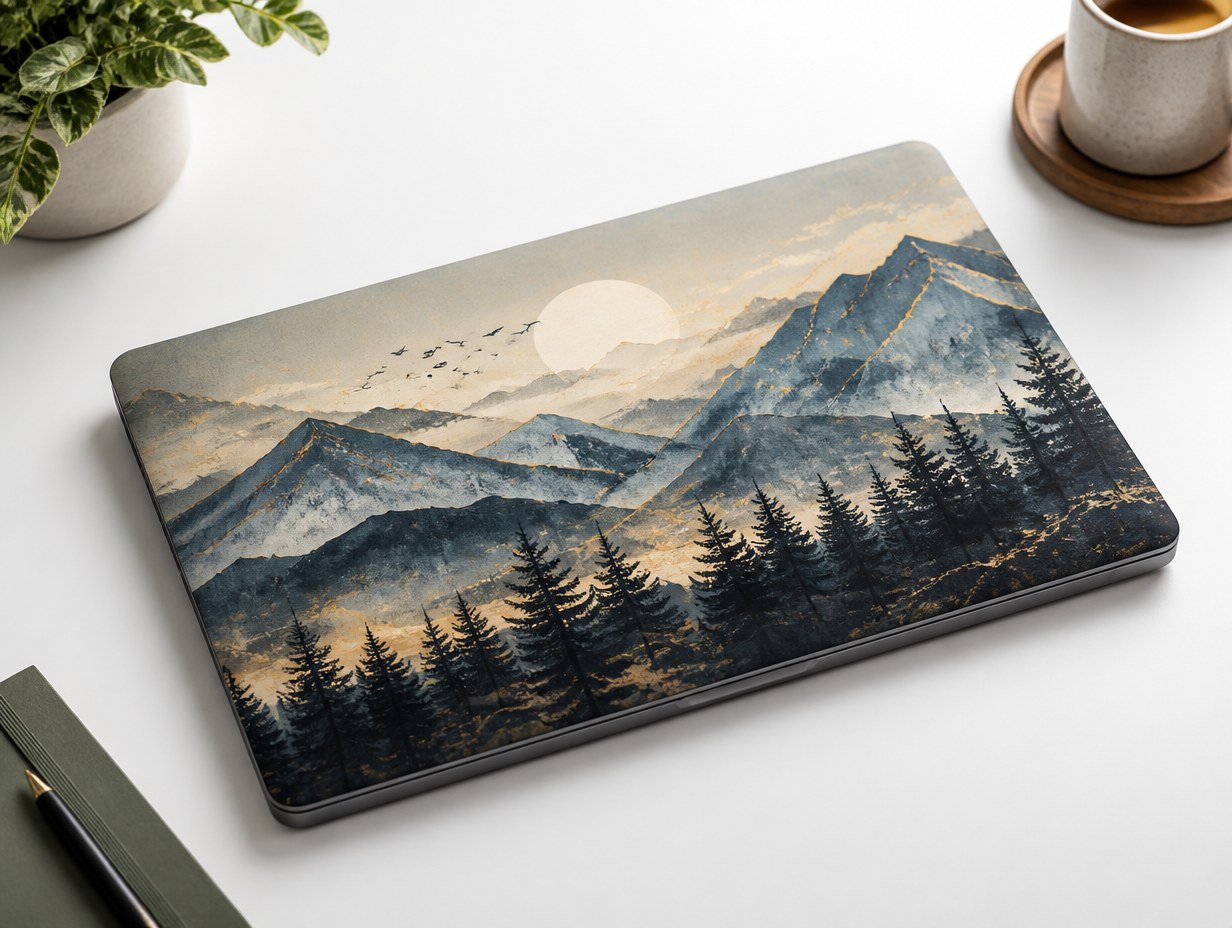 AI-generated laptop skin mockup sample