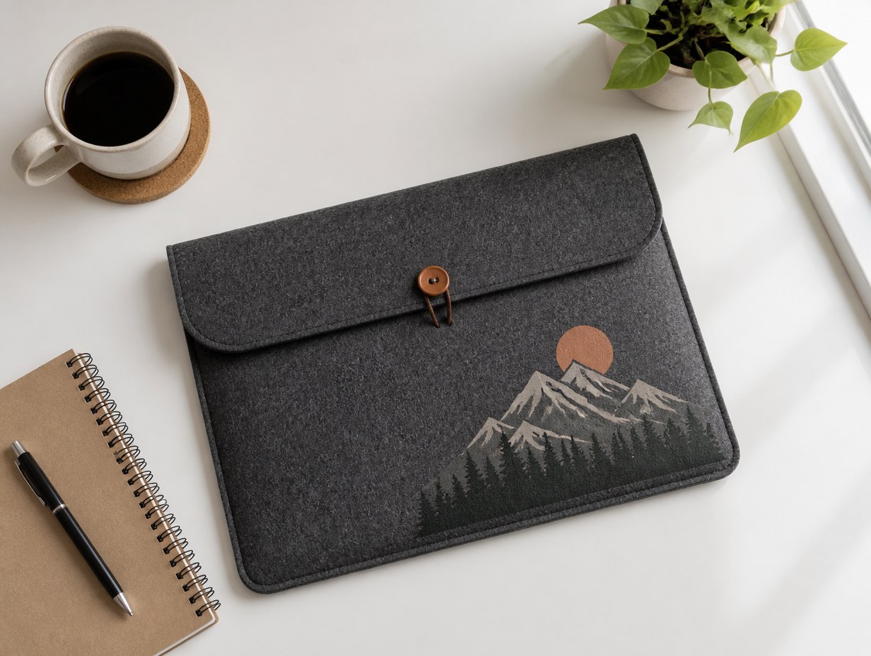 AI-generated laptop sleeve mockup sample