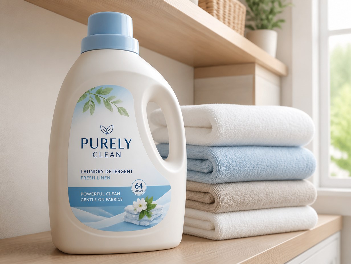 AI-generated laundry detergent label mockup sample