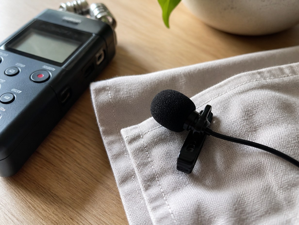 AI-generated lavalier microphone mockup sample