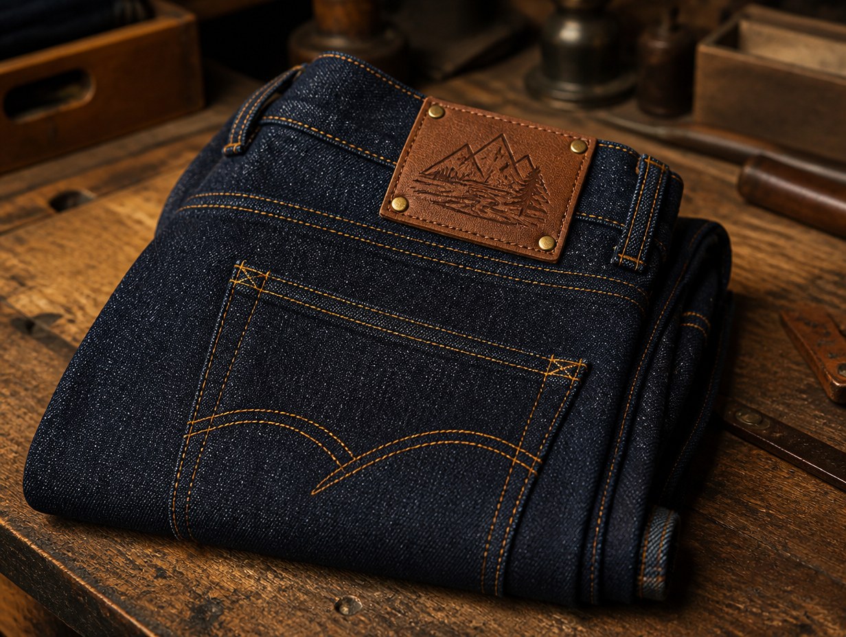 AI-generated leather patch mockup sample