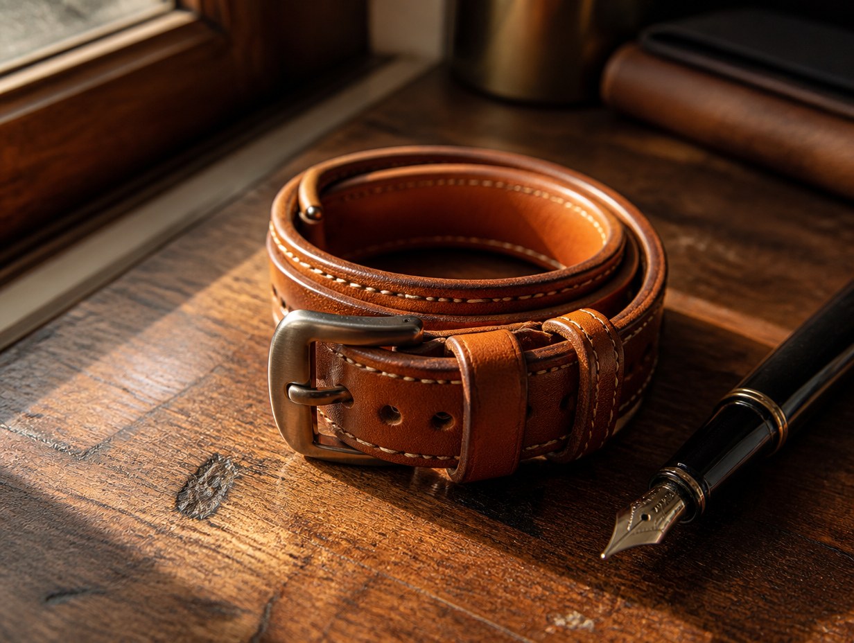 AI-generated leather watch strap mockup sample