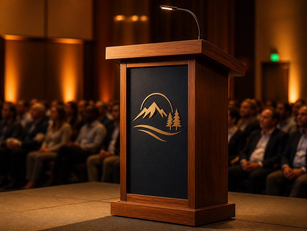 AI-generated lectern logo mockup sample