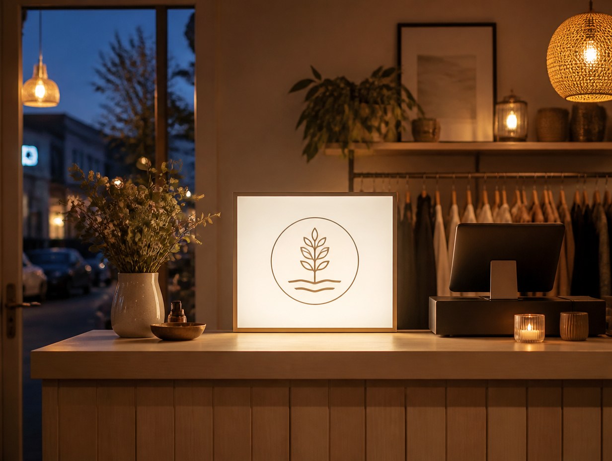 AI-generated led lightbox sign mockup sample