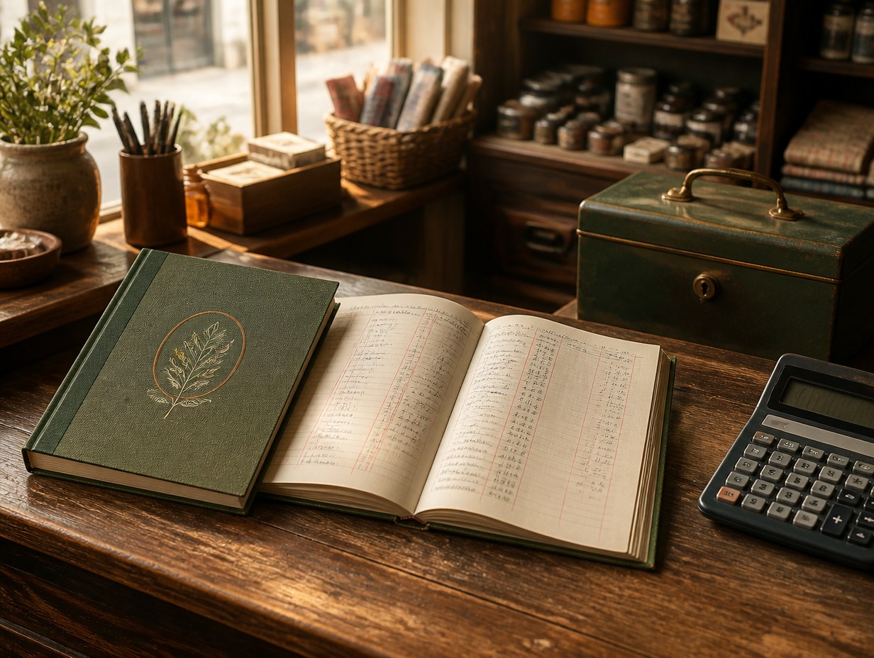 AI-generated ledger book mockup sample