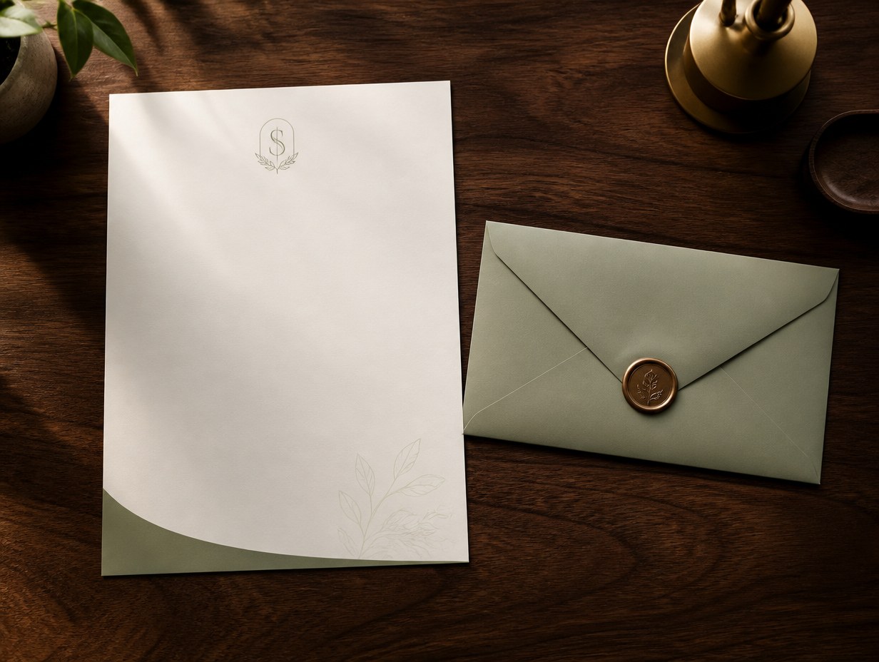 AI-generated letterhead and envelope set mockup sample