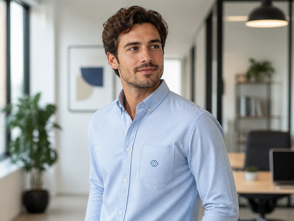 Light Blue Button-Up Shirt mockup example