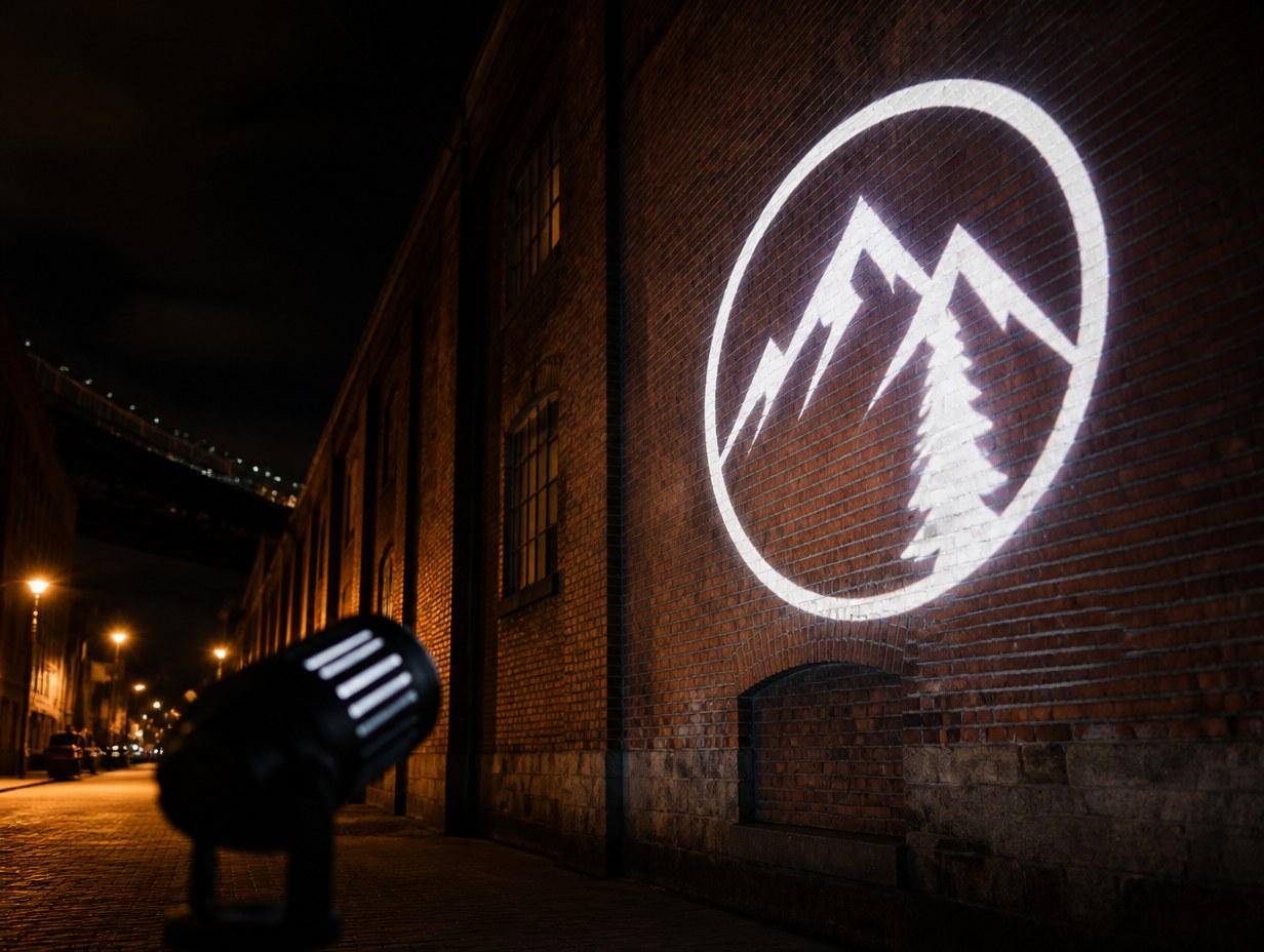 AI-generated light projection logo mockup sample