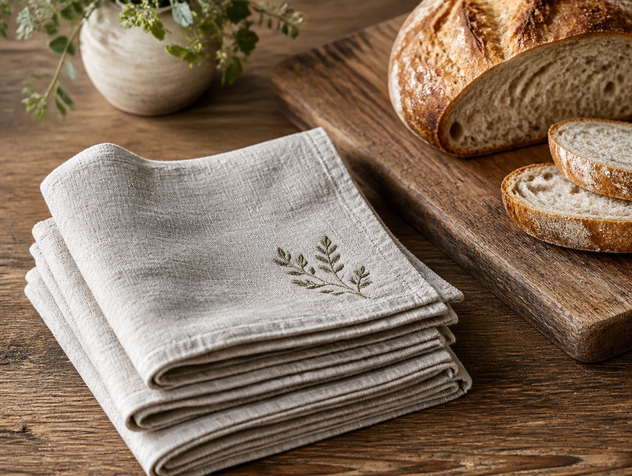AI-generated linen napkin mockup sample