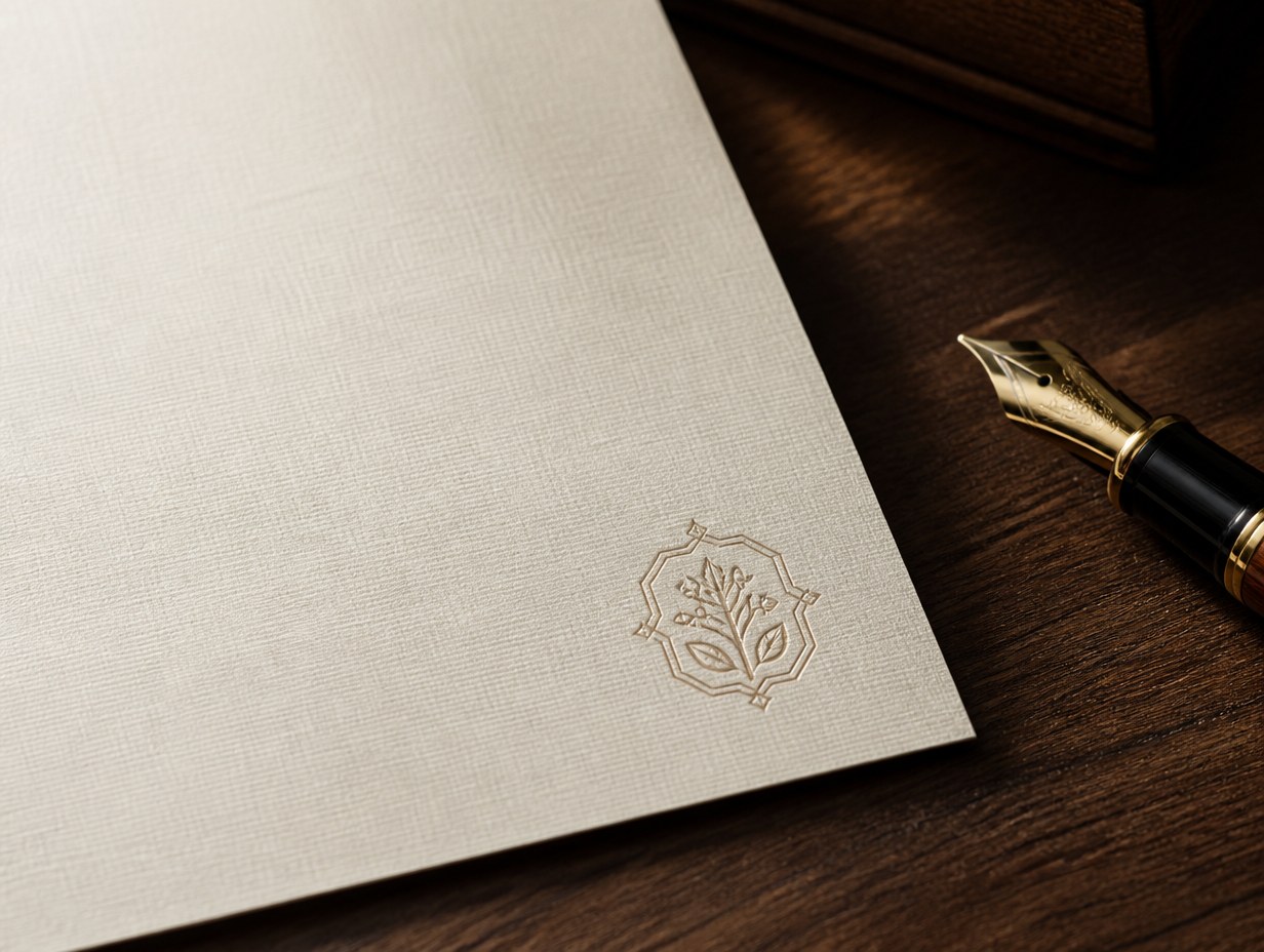 AI-generated linen paper mockup sample