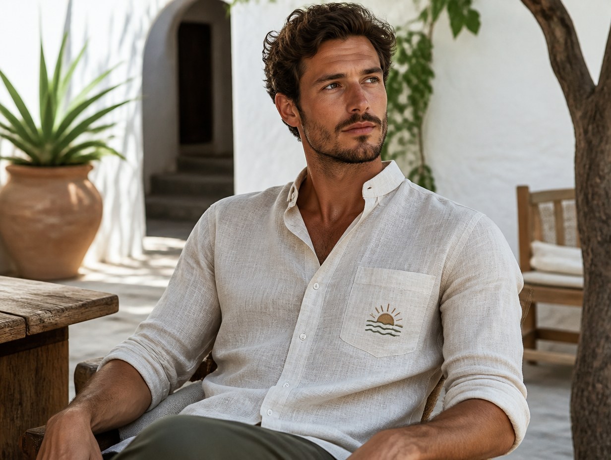 AI-generated linen shirt mockup sample