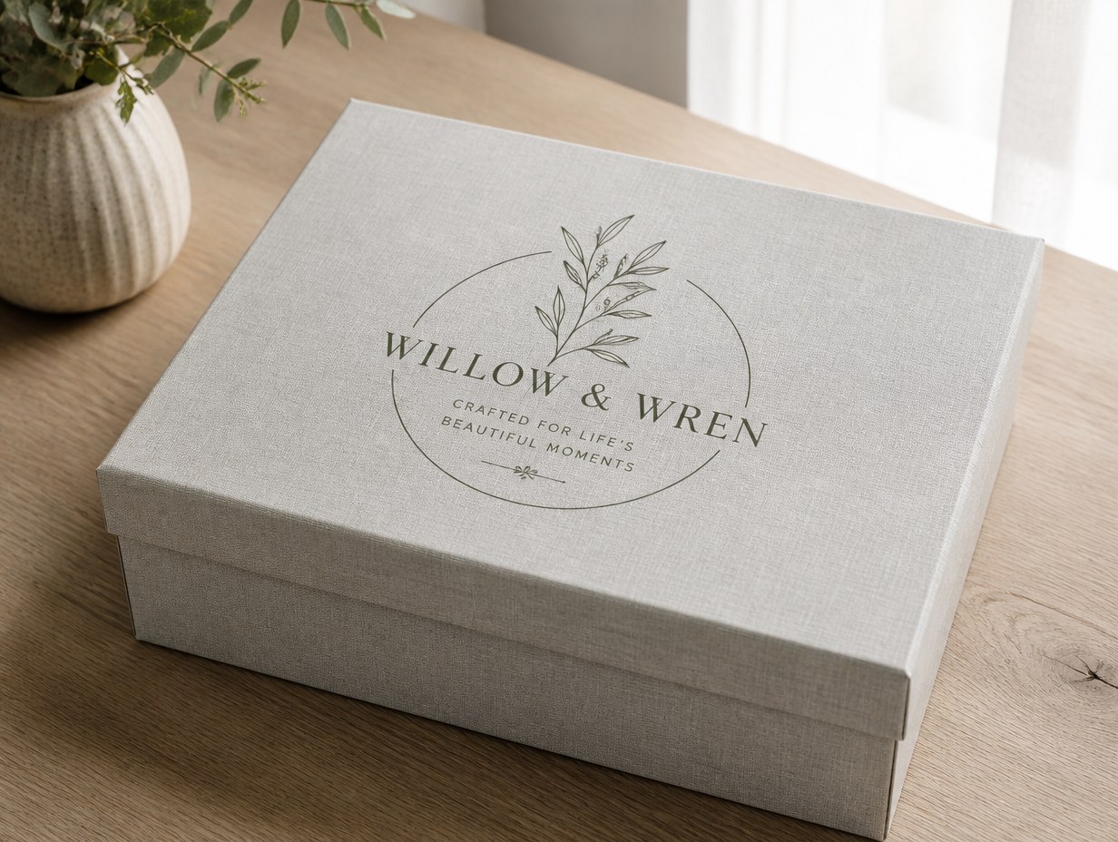 Linen Textured Box mockup example
