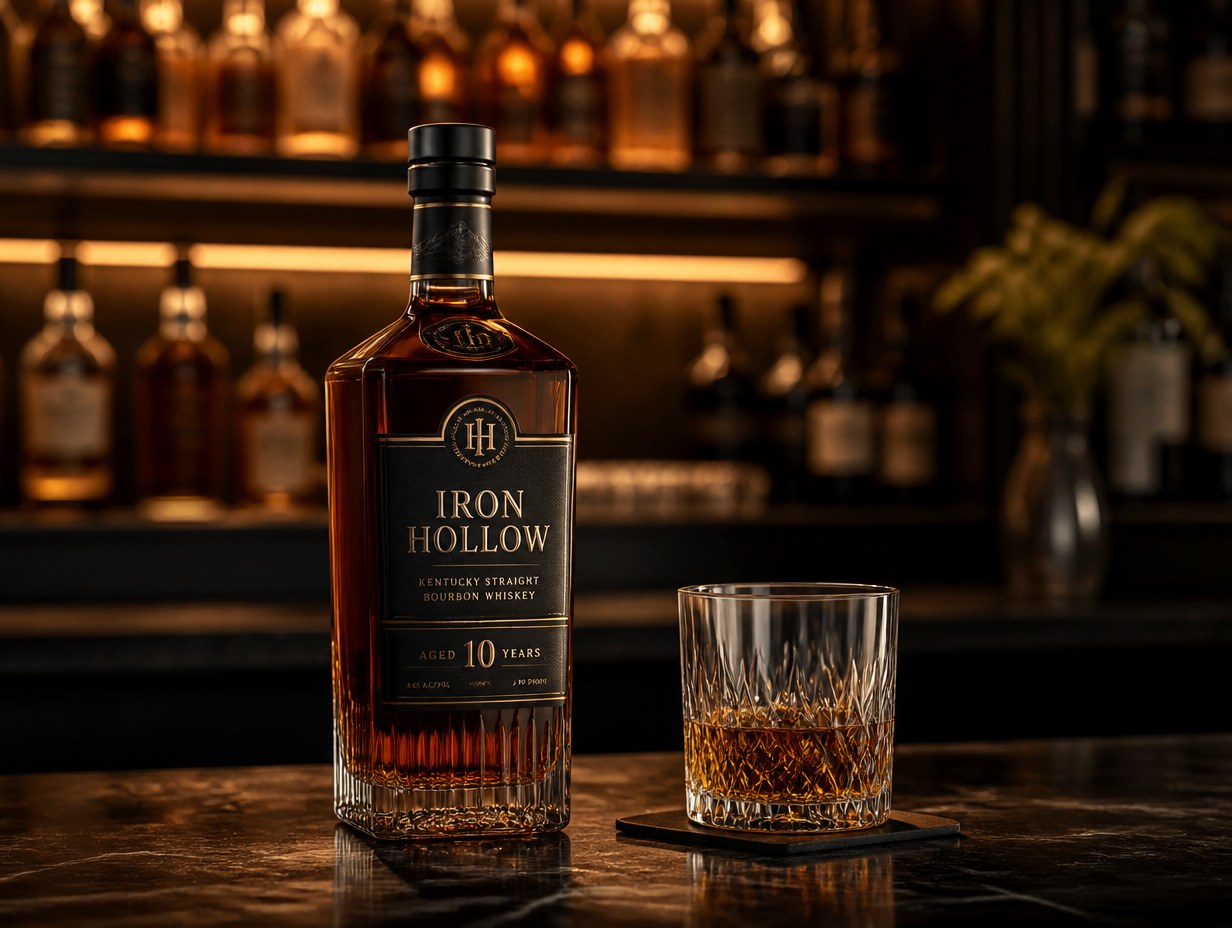 AI-generated liquor bottle mockup sample