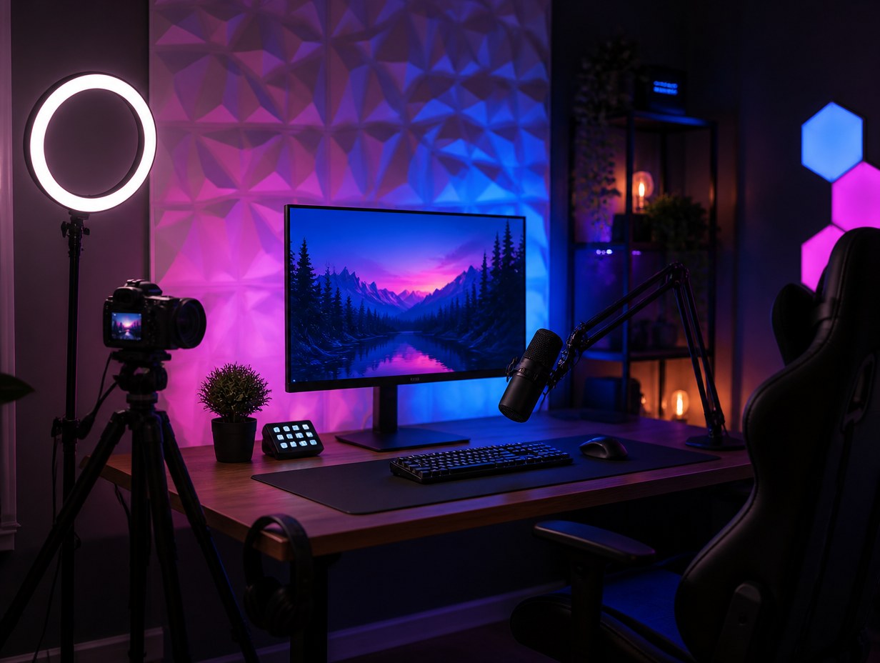 AI-generated live streaming setup mockup sample