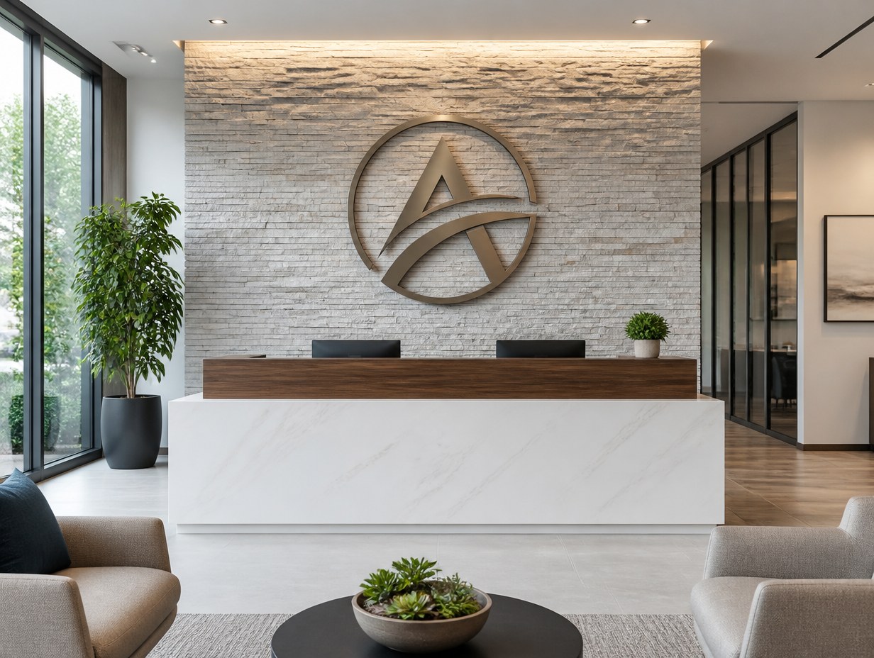 AI-generated lobby sign mockup sample