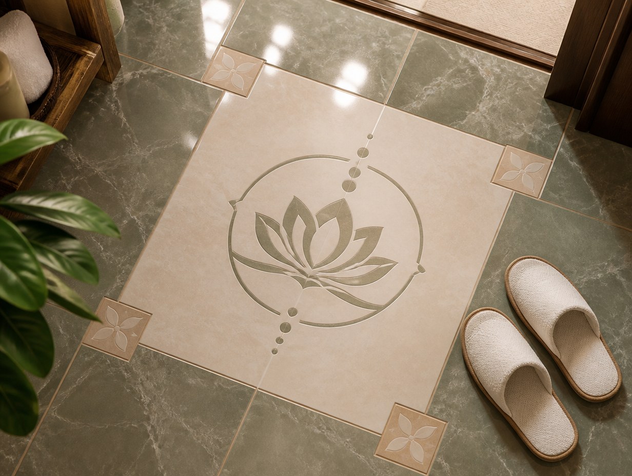 AI-generated logo on tile mockup sample