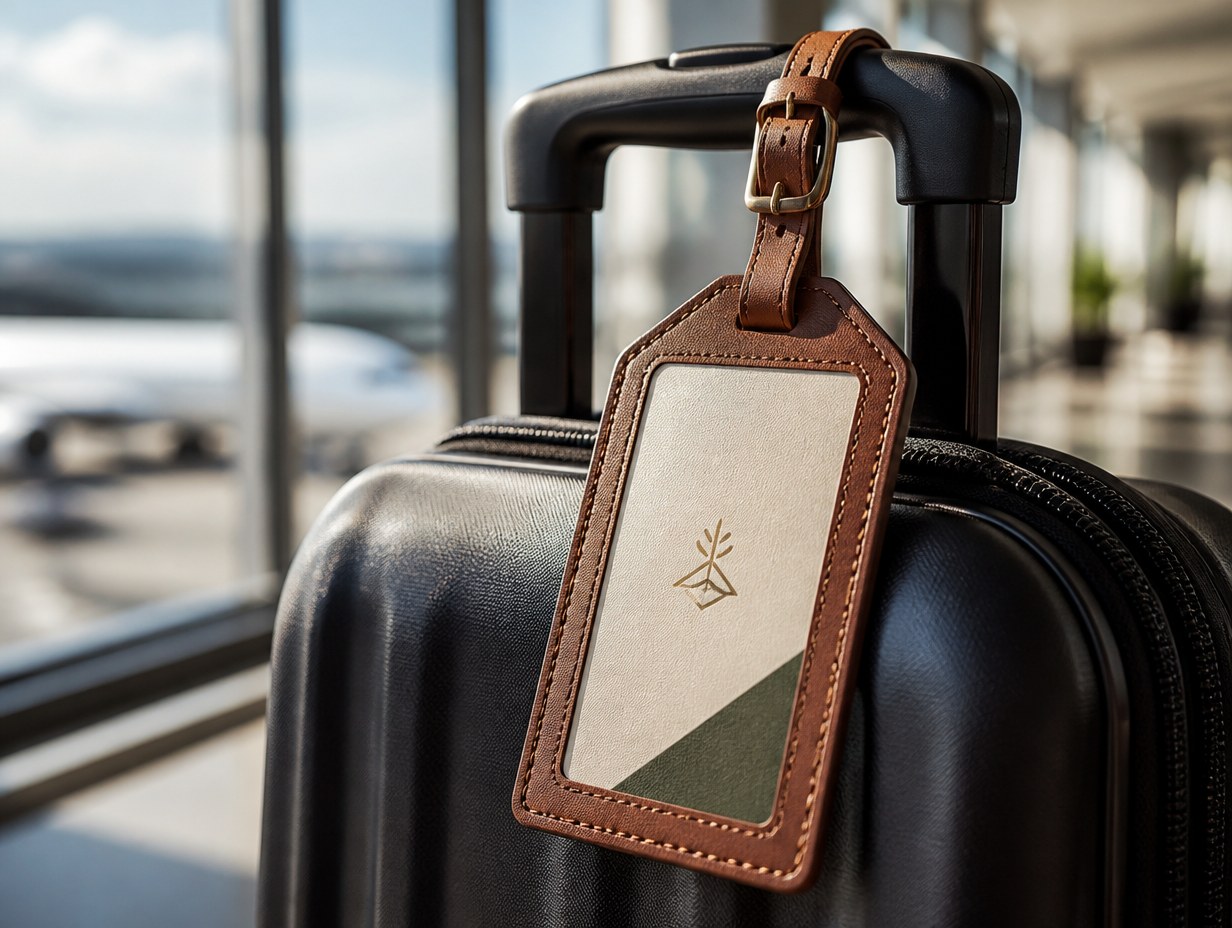 AI-generated luggage tag mockup sample