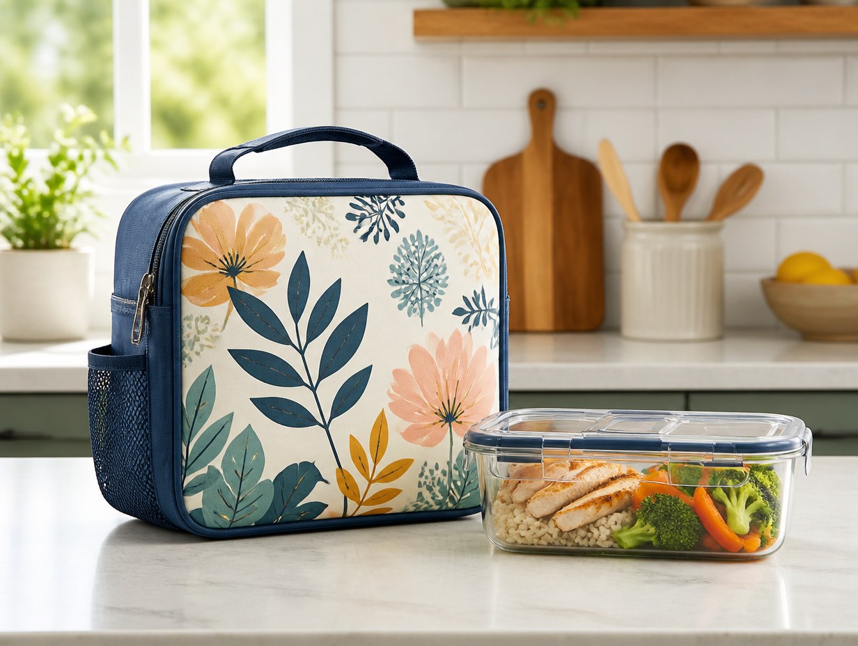AI-generated lunch bag mockup sample