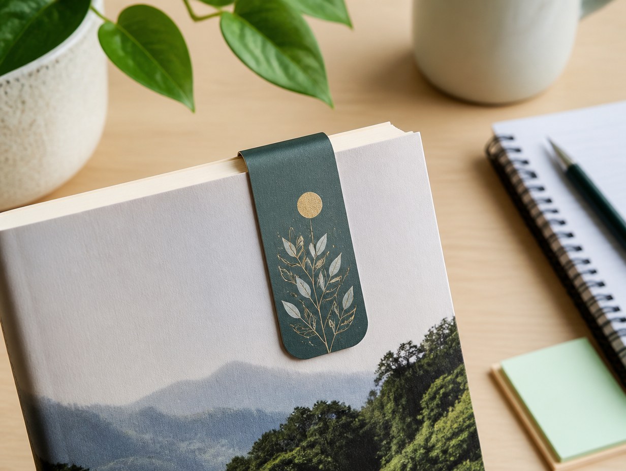 AI-generated magnetic bookmark mockup sample