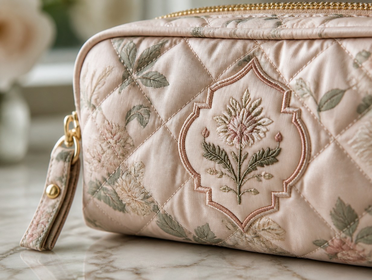 AI-generated makeup bag close up mockup sample