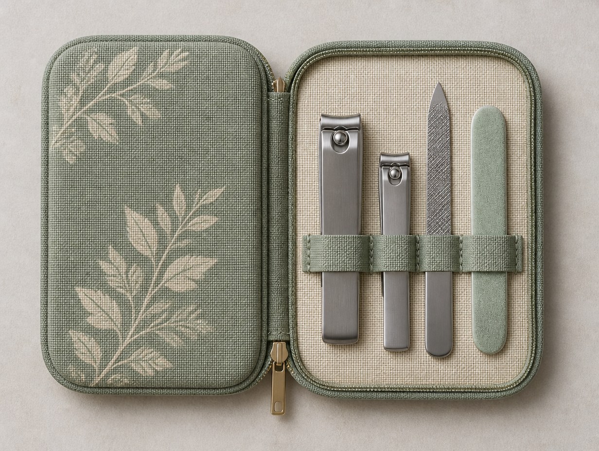 AI-generated manicure set box mockup sample
