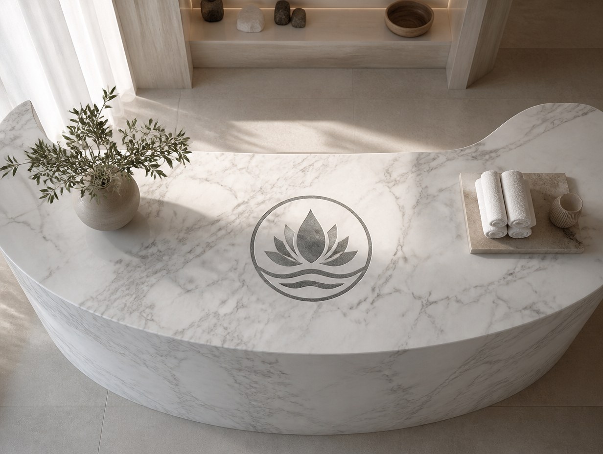 AI-generated marble logo mockup sample