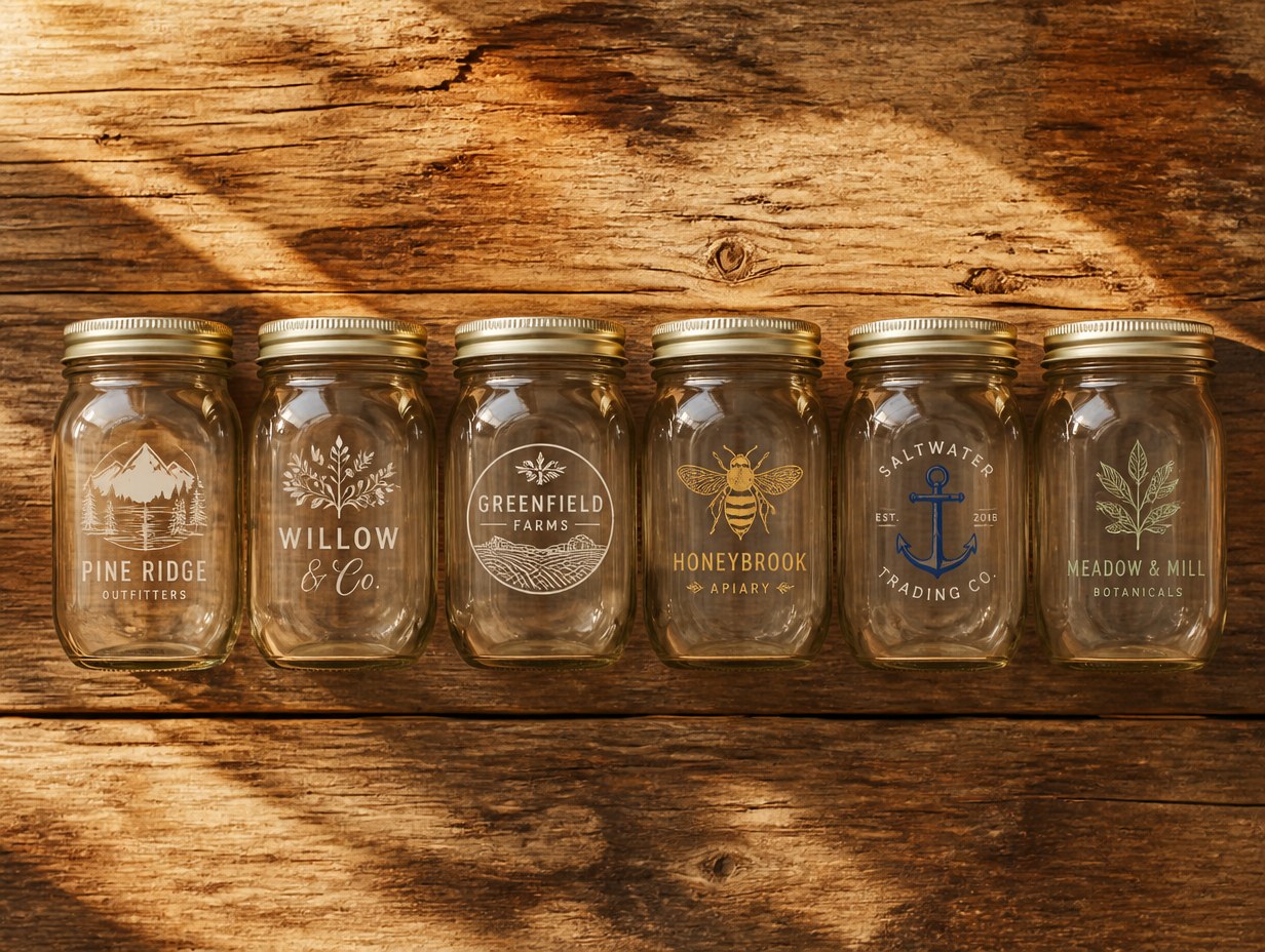 AI-generated mason jar set mockup sample