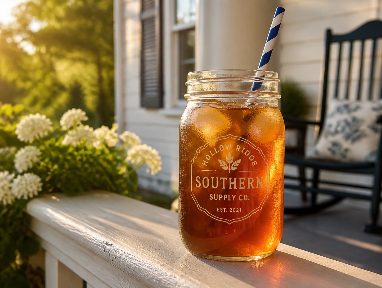 AI-generated mason jar with straw mockup sample