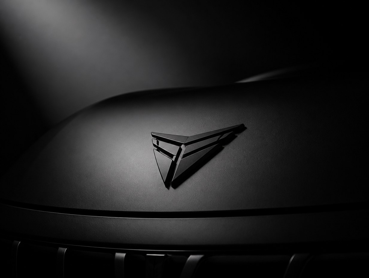 AI-generated matte black logo mockup sample