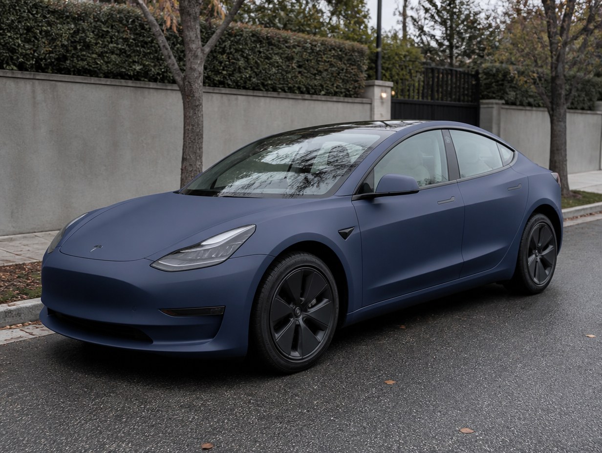 AI-generated matte car wrap mockup sample