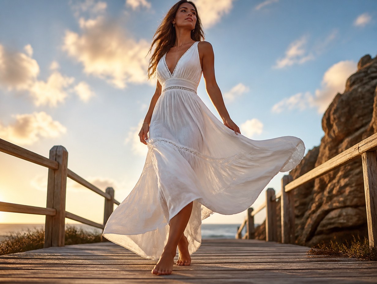 AI-generated maxi dress mockup sample