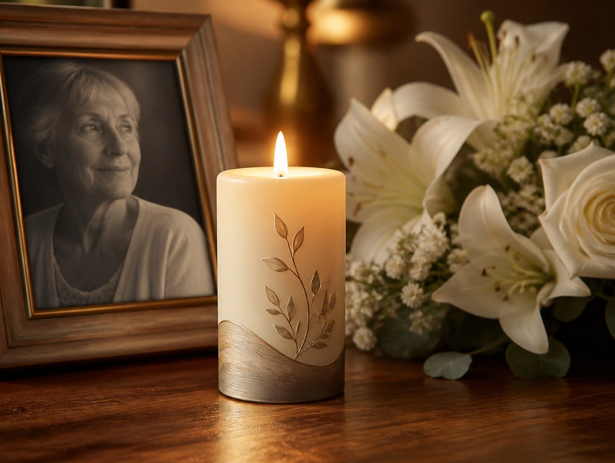 AI-generated memorial candle mockup sample