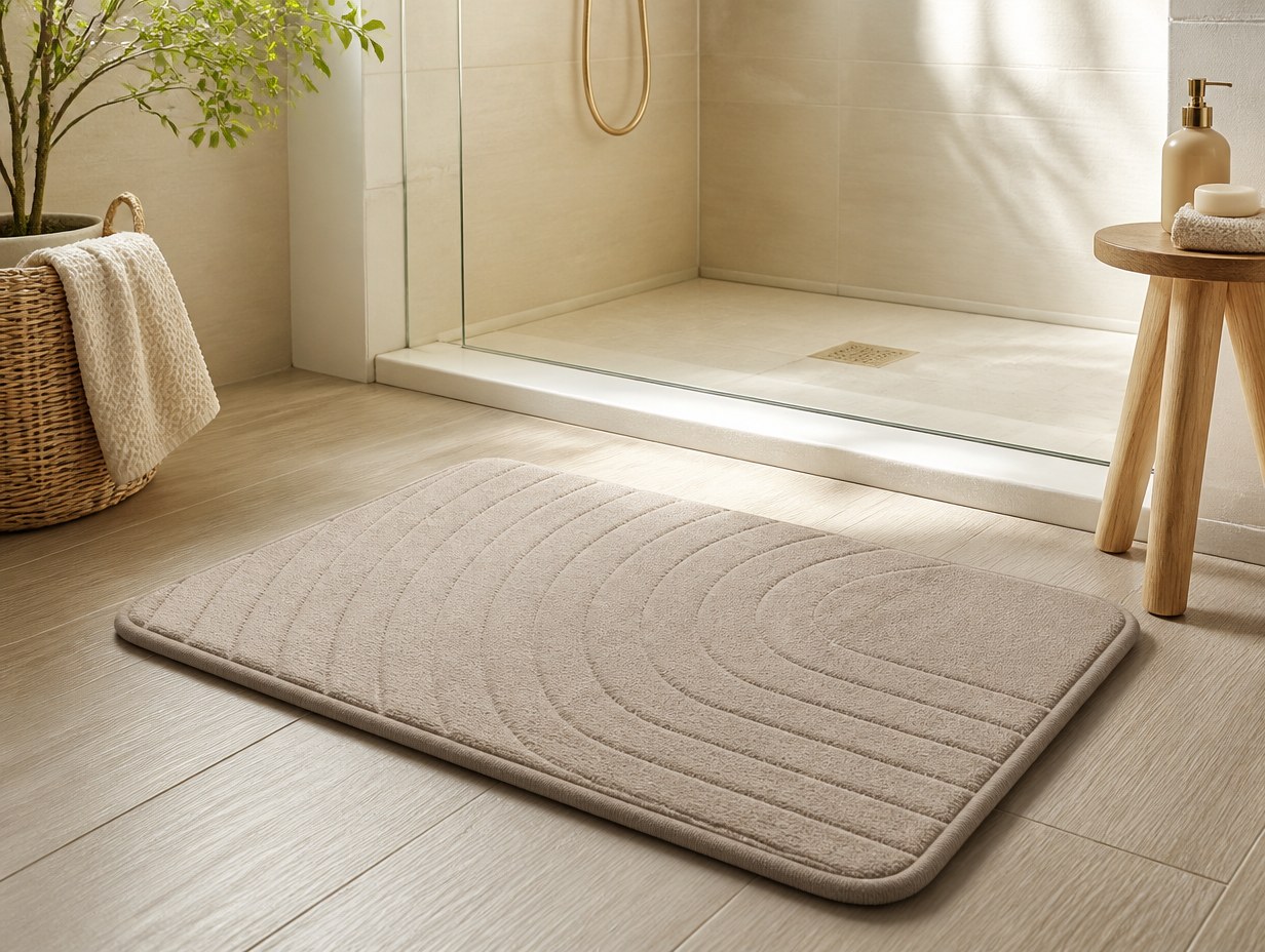 AI-generated memory foam bath mat mockup sample