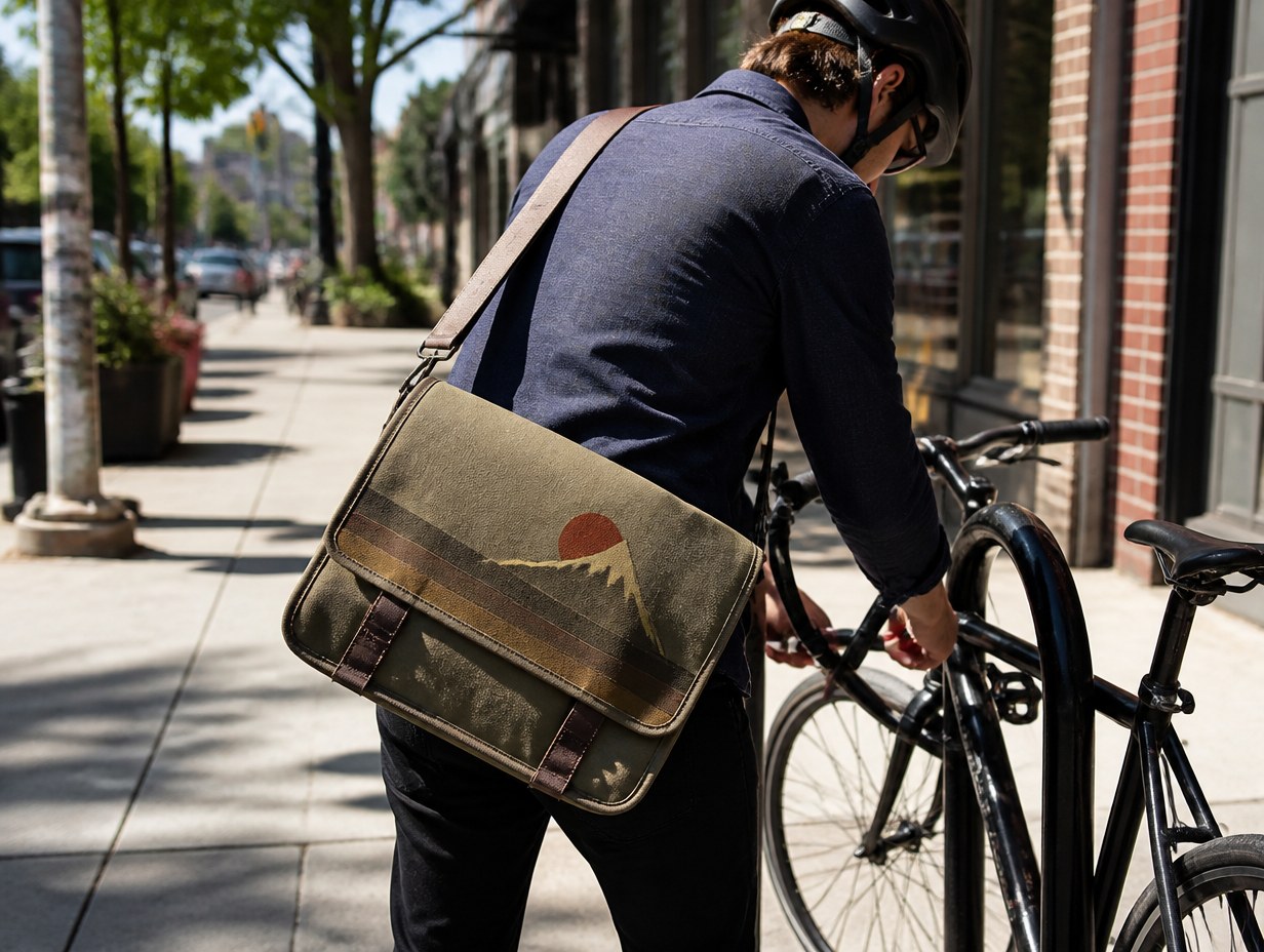 AI-generated messenger bag mockup sample