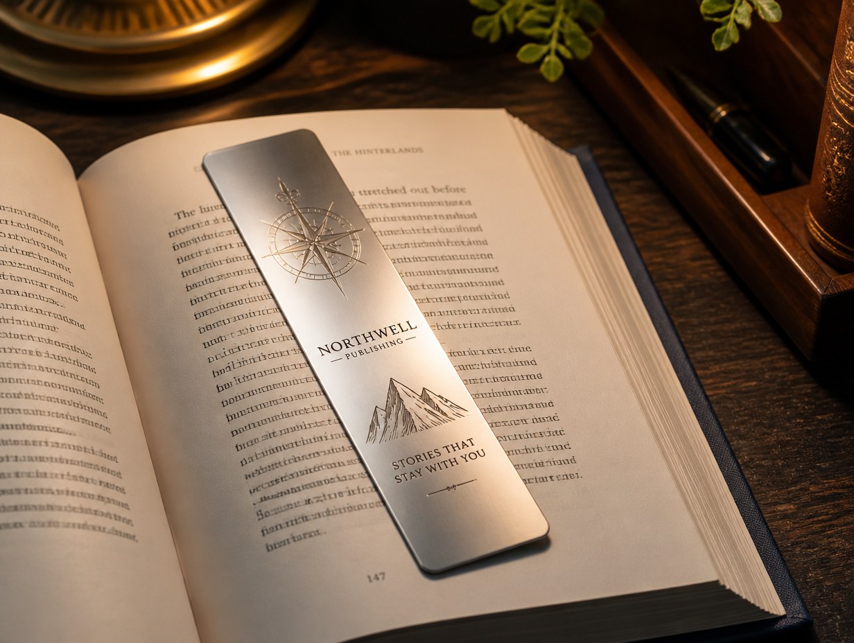 AI-generated metal bookmark mockup sample